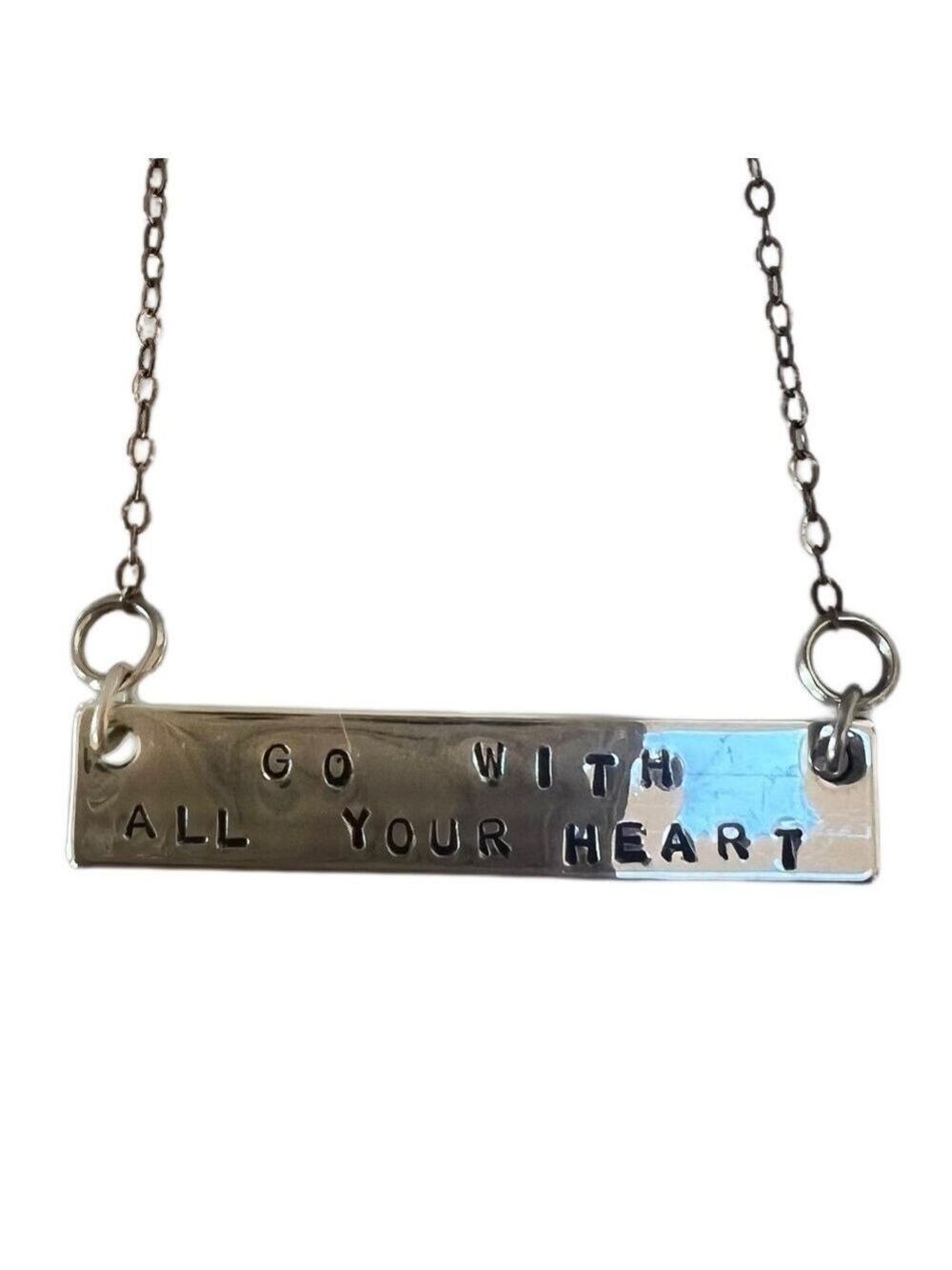 NWT "Go With Your Heart" Handmade Silver Necklace